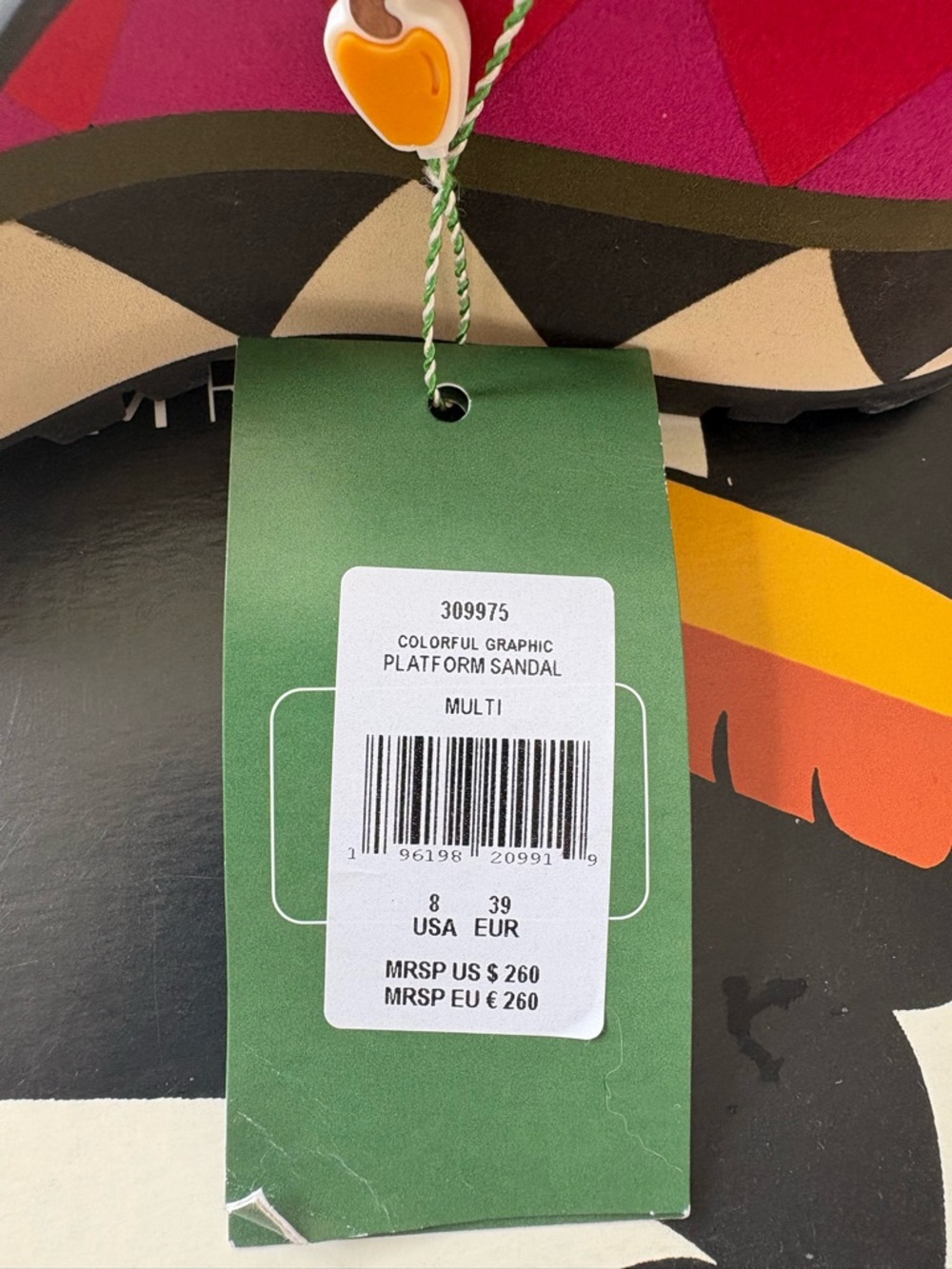 FARM Rio Black, Pink & Cream Platform Wedge Sandals with Geometric Trim - Picture 6 of 7